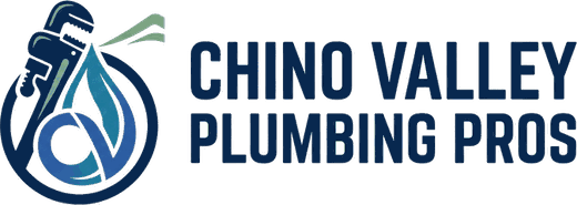 Chino Valley Plumbing Pros logo: a pipe wrench and water drop inside a navy ring, beside the company name, at the top of the home page