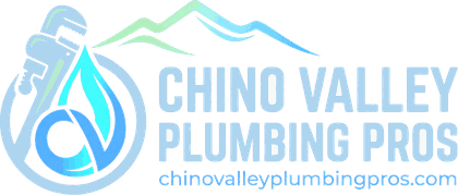 Chino Valley Plumbing Pros logo with the mountain skyline mark, above the footer address and 24 hour phone number